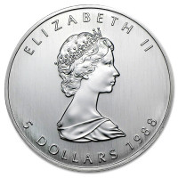 Stříbrná mince Canadian Maple Leaf 1 oz (1988)