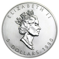Stříbrná mince Canadian Maple Leaf 1 oz (1990)