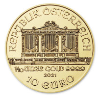 Zlatá mince Wiener Philharmoniker 1/10 oz 2021